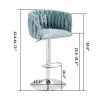 360° Fabric cover Swivel Bar Stools Set of 2, Adjustable Counter Height Bar Chairs with Woven Back & Footrest