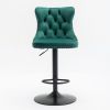 Swivel Velvet Barstools Adjusatble Seat Height from 25-33 Inch,17.7inch base