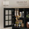 HOMCOM Kitchen Pantry Cabinet, 72" Freestanding Storage Cabinet with Hutch, Large Countertop, Glass Doors and Adjustable Shelves, Microwave Cabinet