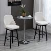 Bar Height Bar Stools Set of 2, Modern 360° Swivel Kitchen Chairs with Steel Legs and Footrest