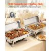 Rectangle Chafing Dish, 9 Qt 2 Pack Stainless Steel Chafing Dish, Food Warmer Chafer Complete Set with Hollow Handle, 1 Food Tongs, Lid, Fuel Holder