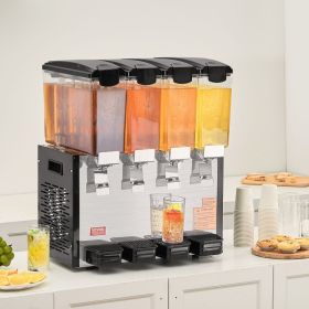 Commercial Beverage Dispenser 10L X 4 Tanks Cold Juice Ice Drink Dispenser (Option: Silver)