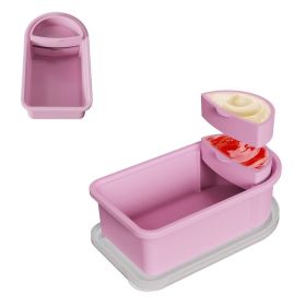 Silicone Snack Container With Removable Sauce for Picnic (Type: Kitchen Tools, Color: Sakura Pink)
