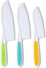 8 Pcs Wooden Kitchen Knife Set for Kids - Includes Safe Knives, Serrated Plastic Knives, Potato Slicers, Sandwich Cutter, Peeler and Cutting Board (size: 3 pieces (8 inch))