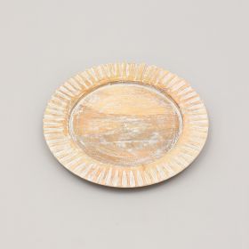 Handcrafted 13" Wood White Charger Plate| Wooden Dinning Placemat|Artisan Wood Tableware (Color: as Pic)