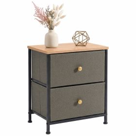 Double drawer bedside table - suitable for bedrooms and living rooms, 20 inches high (Color: dark green/1p)
