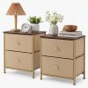 Double drawer bedside table - suitable for bedrooms and living rooms, 20 inches high