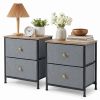 Double drawer bedside table - suitable for bedrooms and living rooms, 20 inches high
