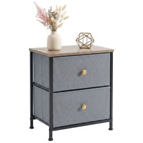 Double drawer bedside table - suitable for bedrooms and living rooms, 20 inches high (Color: blue/1p)