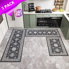 Kitchen Rug Sets 3 Piece with Runner Non Slip Kitchen Rugs and Mats Washable Kitchen Mats for Floor Thick Kitchen Floor Mat Carpet Runner Rugs for Hal (Default: default title)