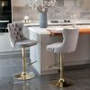 Furniture,Golden Swivel Velvet Barstools Adjusatble Seat Height from 25-33 Inch