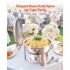 Chafing Dish Buffet Set, 5 Qt 4 Pack, Stainless Steel Chafer with 4 Full Size Pans, Round Catering Warmer Server with Lid Water Pan Folding Stand Clip