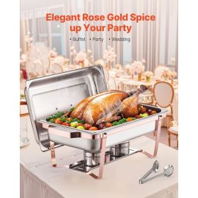 Chafing Dish Buffet Set, 8 Qt 2 Pack, Stainless Steel Chafer with 2 Full Size Pans (Quantity: 2 Pack, Color: Rose Gold)