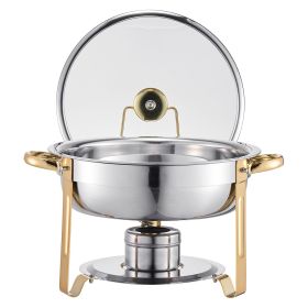 Chafing Dish Buffet Set, 5 Qt 4 Pack, Stainless Steel Chafer with 4 Full Size Pan (Set: 4 Pcs, Style: Golden-Glass lid)
