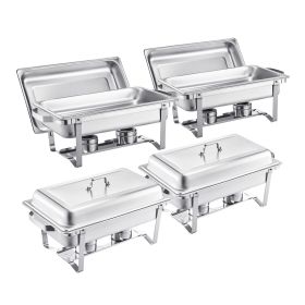 Chafing Dish Buffet Set, 8 Qt 4 Pack, Stainless Steel Chafer with 4 Full Size Pans (Quantity: 4 Pack, Color: Silvery)