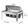 Roll Top Chafing Dish Buffet Complete Set, 9Qt Stainless Steel Chafer with Full Size Pan