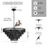 24" Rustic 5-Tier Black Hemp Rope Pendant Light Chandelier with 8 E12 Sockets, Boho Farmhouse Ceiling Fixture for Dining Room, Kitchen